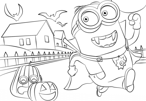 Minions Hallowen Coloring Page